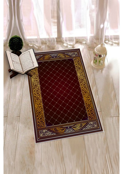 Dijital Baskılı Kaymaz Taban Yıkanabilir Namazlık Seccade 70X130, Seccade-22-Kırmızı,