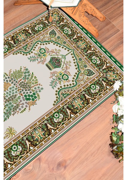 Dijital Baskılı Yıkanabilir Klasik Desen Hediyelik Namazlık Seccade 70X130, Seccade-29-Yeşil,