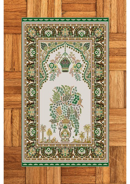 Dijital Baskılı Yıkanabilir Klasik Desen Hediyelik Namazlık Seccade 70X130, Seccade-29-Yeşil,
