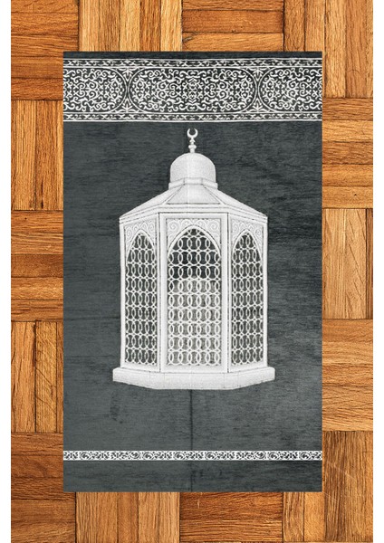 Dijital Baskılı Yıkanabilir Hediyelik Şık Namaz Halısı Seccade 70X130CM, Seccade-42-Gri,