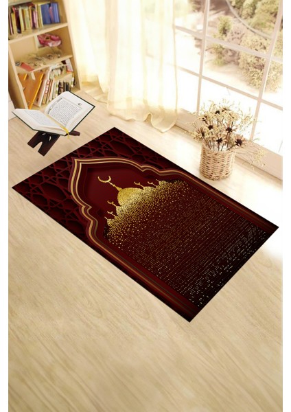 Dijital Baskılı Camii Motifli Yıkanabilir Motifli 70X130 Namazlık Seccade, Seccade-05-Kırmızı,