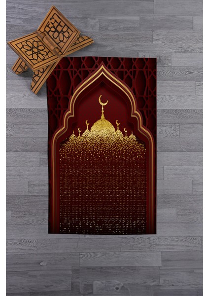 Dijital Baskılı Camii Motifli Yıkanabilir Motifli 70X130 Namazlık Seccade, Seccade-05-Kırmızı, fiyatları