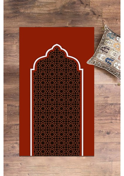 Dijital Baskılı Yıkanabilir Silinebilir Şık Namazlık Seccade 70X130 Cm, Seccade-08-Kırmızı,