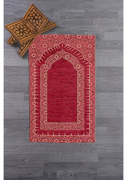 Dijital Baskılı Yıkanabilir Kaliteli Şık Namazlık Seccade 70X130 Cm, Seccade-09-Kırmızı,