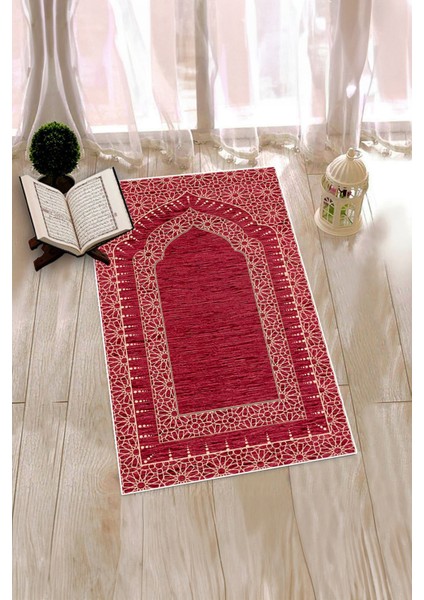 Dijital Baskılı Yıkanabilir Kaliteli Şık Namazlık Seccade 70X130 Cm, Seccade-09-Kırmızı,