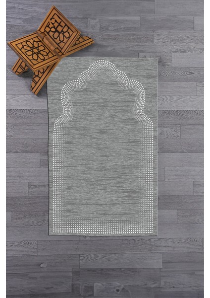 Dijital Baskılı Yıkanabilir Hediyelik Namazlık Seccade 70X130 Cm, Seccade-13-Gri,