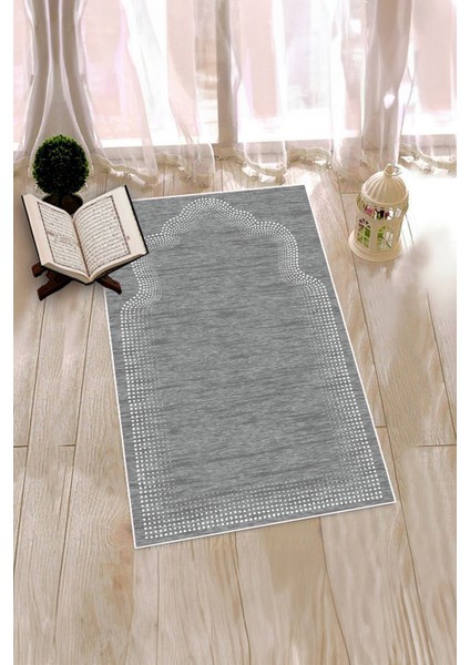 Dijital Baskılı Yıkanabilir Hediyelik Namazlık Seccade 70X130 Cm, Seccade-13-Gri, modelleri