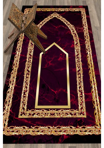 Dijital Baskılı Kaymaz Taban Yıkanabilir Modern Namazlık Seccade 70X130, Seccade-21-Kırmızı, fiyatları