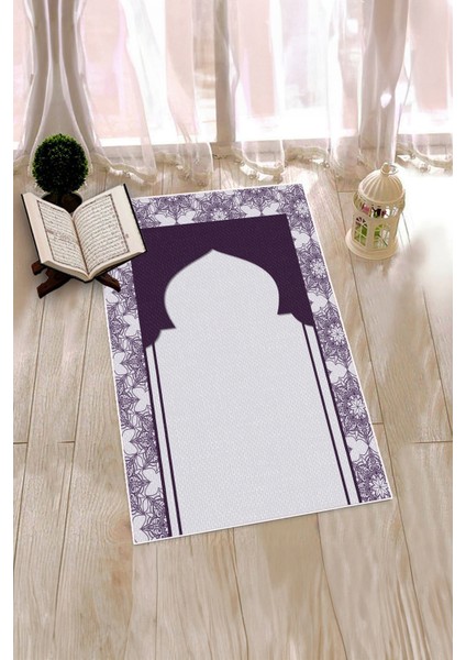 Dijital Baskılı Yıkanabilir Hediyelik Namazlık Seccade 70X130CM, Seccade-25-Mor,