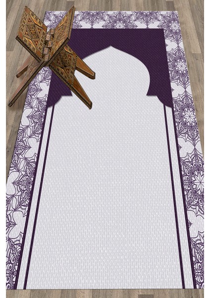 Dijital Baskılı Yıkanabilir Hediyelik Namazlık Seccade 70X130CM, Seccade-25-Mor,