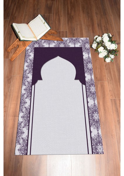 Dijital Baskılı Yıkanabilir Hediyelik Namazlık Seccade 70X130CM, Seccade-25-Mor,
