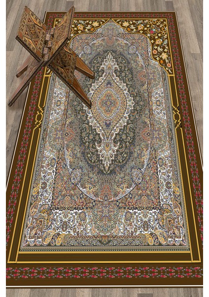 Dijital Baskılı Yıkanabilir Hediyelik Klasik Namazlık Seccade 70X130, Seccade-32-Kahve,
