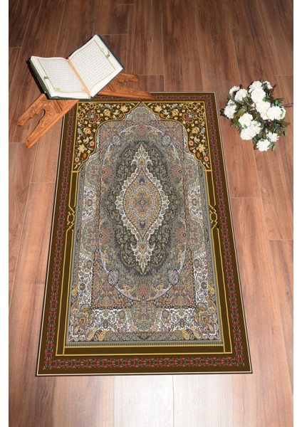 Dijital Baskılı Yıkanabilir Hediyelik Klasik Namazlık Seccade 70X130, Seccade-32-Kahve,