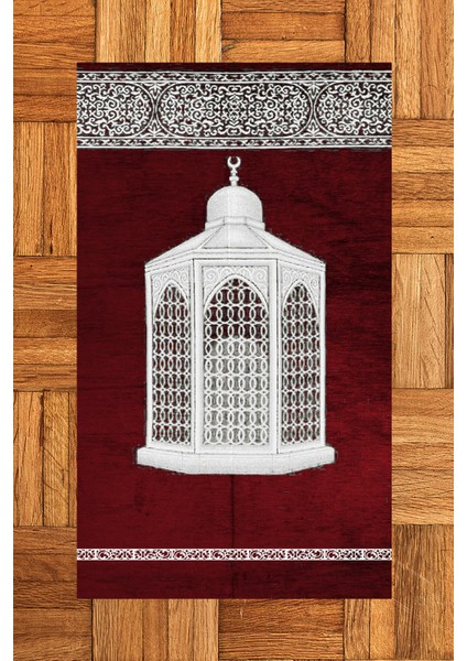 Dijital Baskılı Yıkanabilir Hediyelik Şık Namaz Halısı Seccade 70X130CM, Seccade-42-Kırmızı,