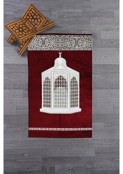 Dijital Baskılı Yıkanabilir Hediyelik Şık Namaz Halısı Seccade 70X130CM, Seccade-42-Kırmızı,