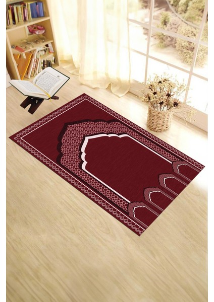 Dijital Baskılı Minber Motifli Yıkanabilir Motifli 70X130 Namazlık Seccade, Seccade-02-Kırmızı,