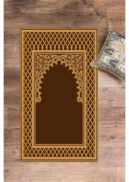 Dijital Baskılı Yıkanabilir Silinebilir Modern Namazlık Seccade 70X130 Cm, Seccade-07-Kahve, modelleri