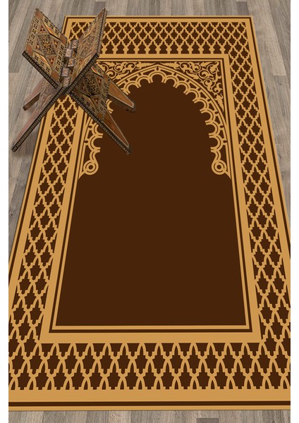 Dijital Baskılı Yıkanabilir Silinebilir Modern Namazlık Seccade 70X130 Cm, Seccade-07-Kahve, indirimleri