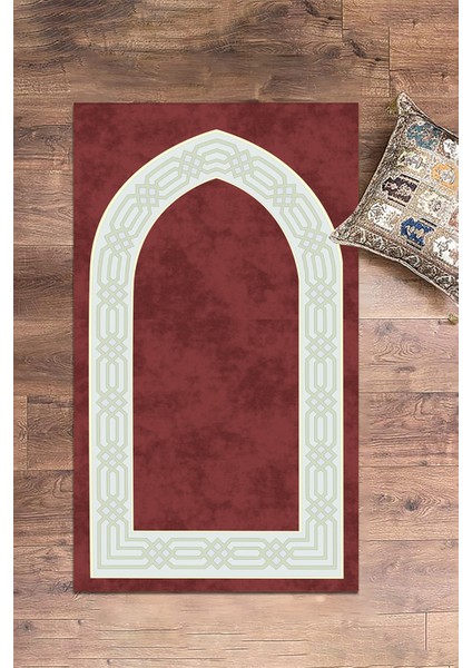 Dijital Baskılı Yıkanabilir Sade Şık Namazlık Seccade 70X130 Cm, Seccade-10-Kırmızı,