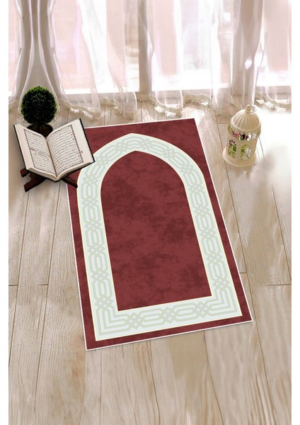 Dijital Baskılı Yıkanabilir Sade Şık Namazlık Seccade 70X130 Cm, Seccade-10-Kırmızı,