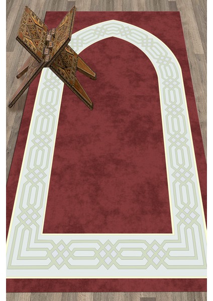 Dijital Baskılı Yıkanabilir Sade Şık Namazlık Seccade 70X130 Cm, Seccade-10-Kırmızı,