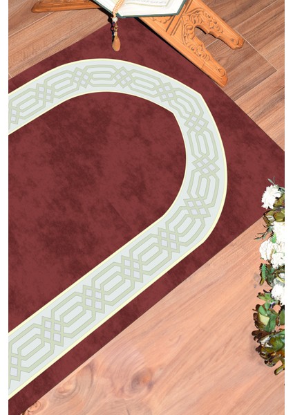 Dijital Baskılı Yıkanabilir Sade Şık Namazlık Seccade 70X130 Cm, Seccade-10-Kırmızı,