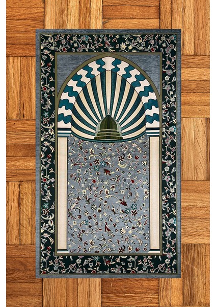 Dijital Baskılı Yıkanabilir Camii Motifli Hediyelik Namazlık Seccade 70X130CM, Seccade-34-Gri, modelleri