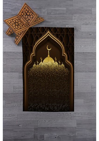 Dijital Baskılı Camii Motifli Yıkanabilir Motifli 70X130 Namazlık Seccade, Seccade-05-Kahve, fiyatları