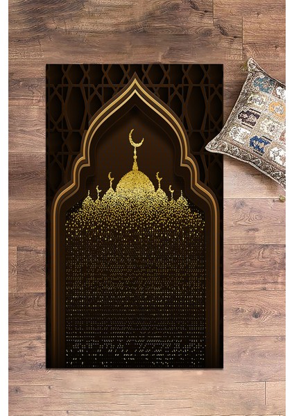 Dijital Baskılı Camii Motifli Yıkanabilir Motifli 70X130 Namazlık Seccade, Seccade-05-Kahve, modelleri