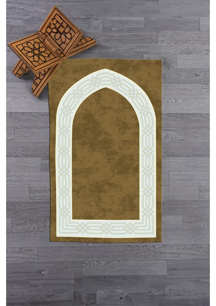 Dijital Baskılı Yıkanabilir Sade Şık Namazlık Seccade 70X130 Cm, Seccade-10-Kahve,