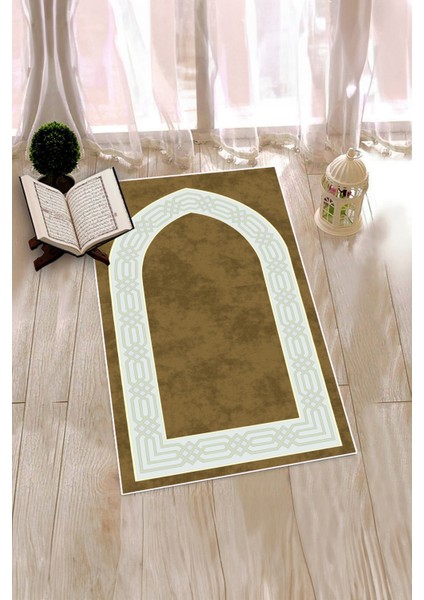 Dijital Baskılı Yıkanabilir Sade Şık Namazlık Seccade 70X130 Cm, Seccade-10-Kahve,