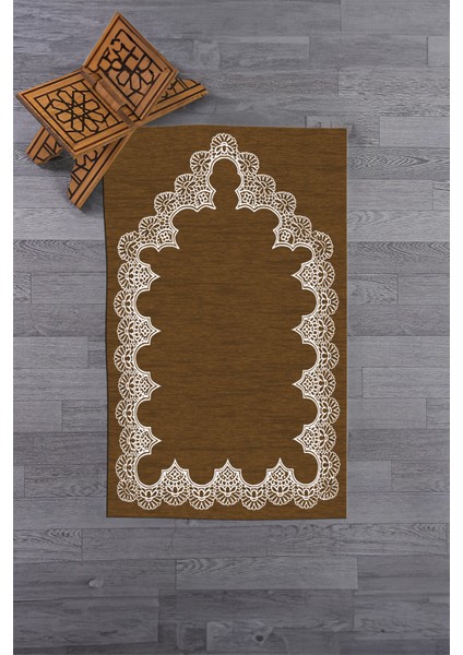 Dijital Baskılı Yıkanabilir Sade Şık Desen Namazlık Seccade 70X130 Cm, Seccade-14-Kahve,