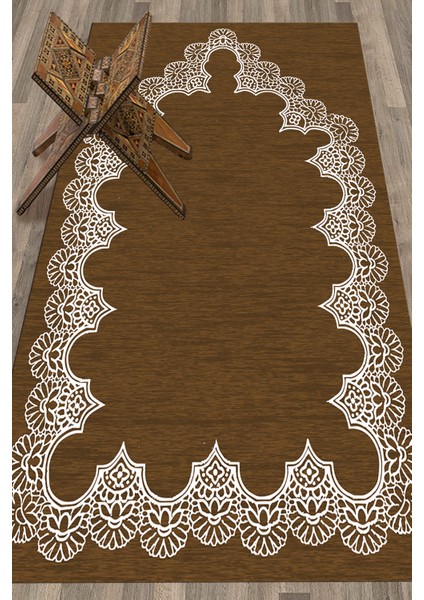 Dijital Baskılı Yıkanabilir Sade Şık Desen Namazlık Seccade 70X130 Cm, Seccade-14-Kahve,