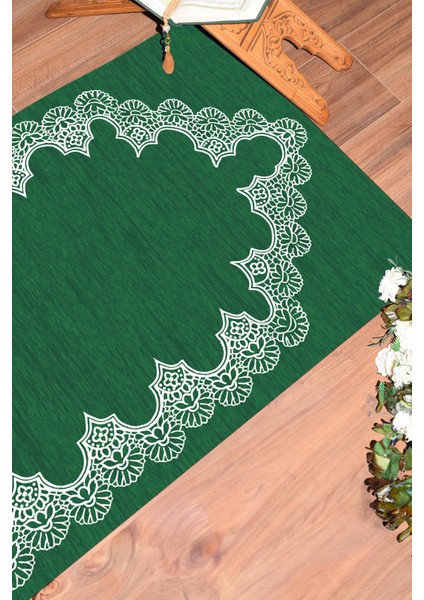 Dijital Baskılı Yıkanabilir Sade Şık Desen Namazlık Seccade 70X130 Cm, Seccade-14-Yeşil,