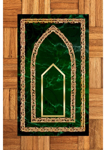 Dijital Baskılı Kaymaz Taban Yıkanabilir Modern Namazlık Seccade 70X130, Seccade-21-Yeşil,