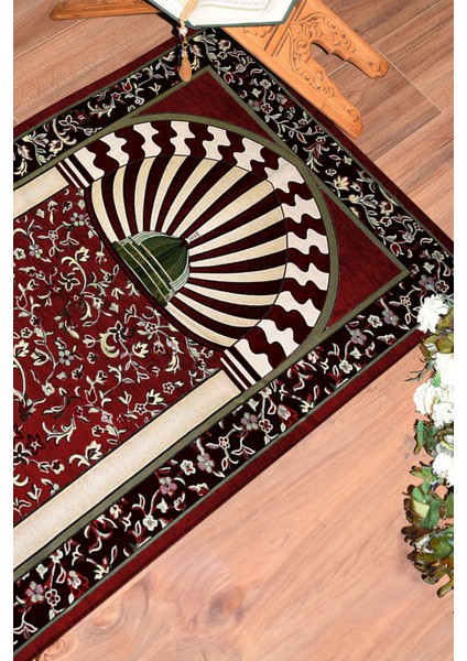 Dijital Baskılı Yıkanabilir Camii Motifli Hediyelik Namazlık Seccade 70X130CM, Seccade-34-Kırmızı,