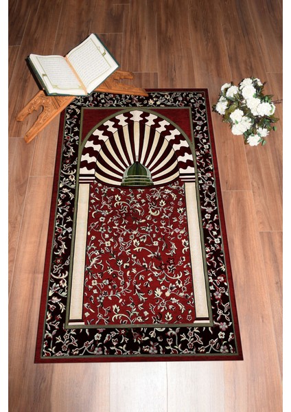 Dijital Baskılı Yıkanabilir Camii Motifli Hediyelik Namazlık Seccade 70X130CM, Seccade-34-Kırmızı,