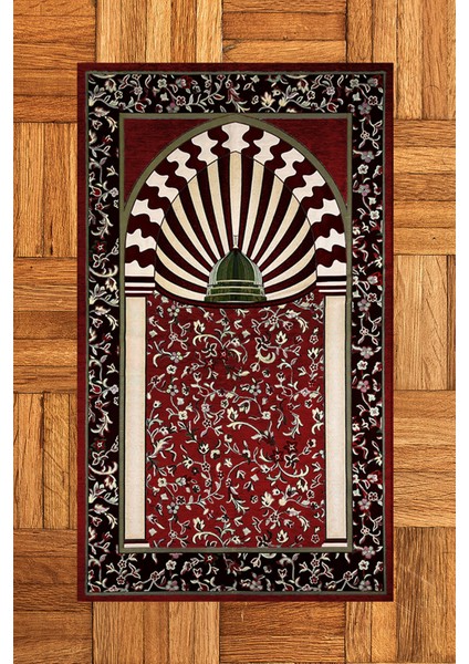 Dijital Baskılı Yıkanabilir Camii Motifli Hediyelik Namazlık Seccade 70X130CM, Seccade-34-Kırmızı,
