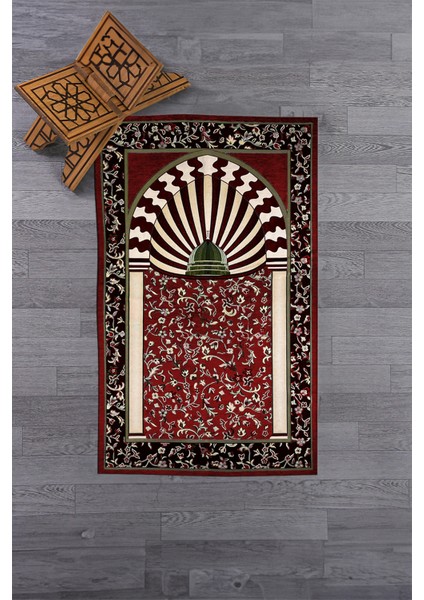 Dijital Baskılı Yıkanabilir Camii Motifli Hediyelik Namazlık Seccade 70X130CM, Seccade-34-Kırmızı,