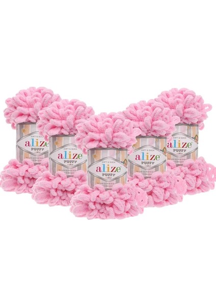 Puffy El Örgü Ipliği 5'li Paket Pembe 185