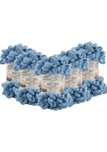 Puffy El Örgü Ipliği 5'li Paket Açık Kot Mavi 280