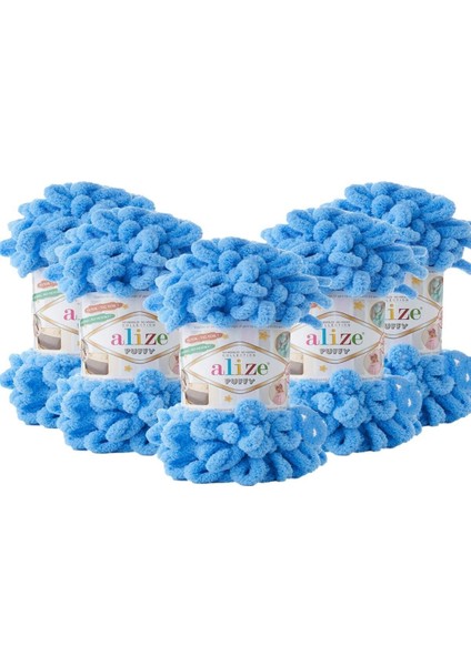 Puffy El Örgü Ipliği 5'li Paket Orta Mavi 289