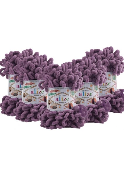 Puffy El Örgü Ipliği 5'li Paket - 437 Lavanta - 100 gr 9 Mt. Parmak Örgü Ipi