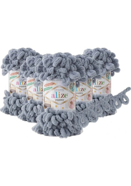 Puffy El Örgü Ipliği 5'li Paket Orta Gri 428
