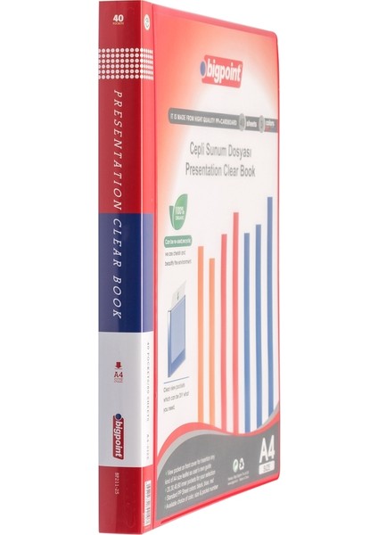 Sunum Dosyası Cepli 40'lı Kırmızı x 4'lü Paket