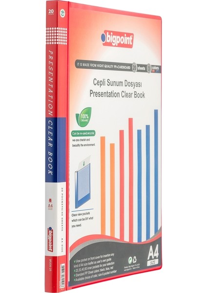 Sunum Dosyası Cepli 20'li Kırmızı x 4'lü Paket