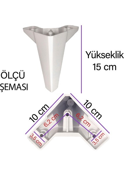 Serdivan 6'lı Set Mobilya Tv Ünitesi Çekyat Koltuk Kanepe Ayarlı M8 Destek Ayağı 15 cm Beyaz Baza Ayak fırsatları