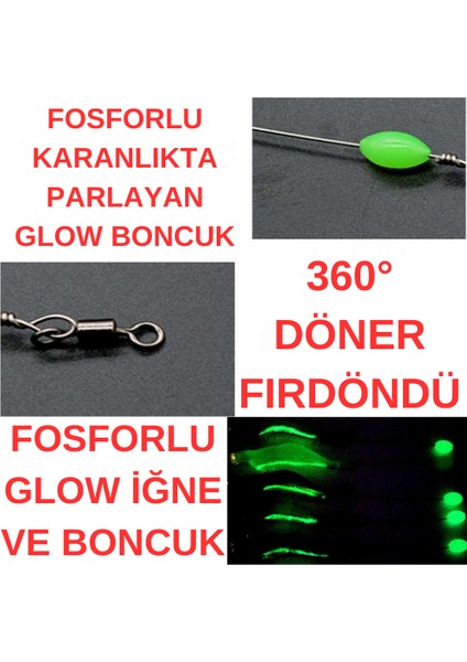 Fosforlu Glow Iğneli, Boncuklu Silikon Karides Yapay Yem Kırmızı