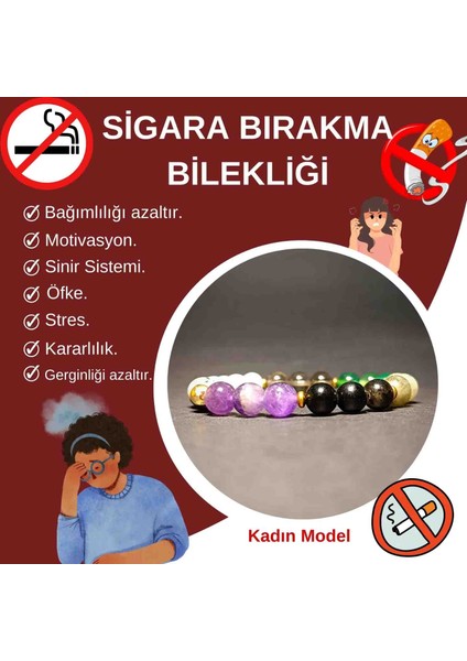 Sigara Bırakma Bilekliği - 8 mm -Kadın Model