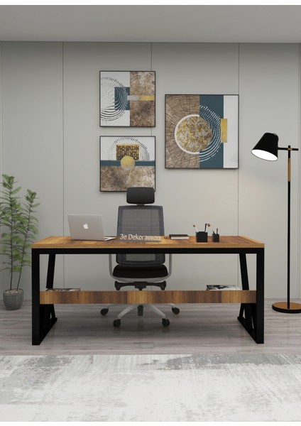 3E Dekorasyon Yapı Çalışma Masası Bilgisayar Masası Ofis Masası Makam Masası Patron Masası 70 x 170 x 75 cm Mdf